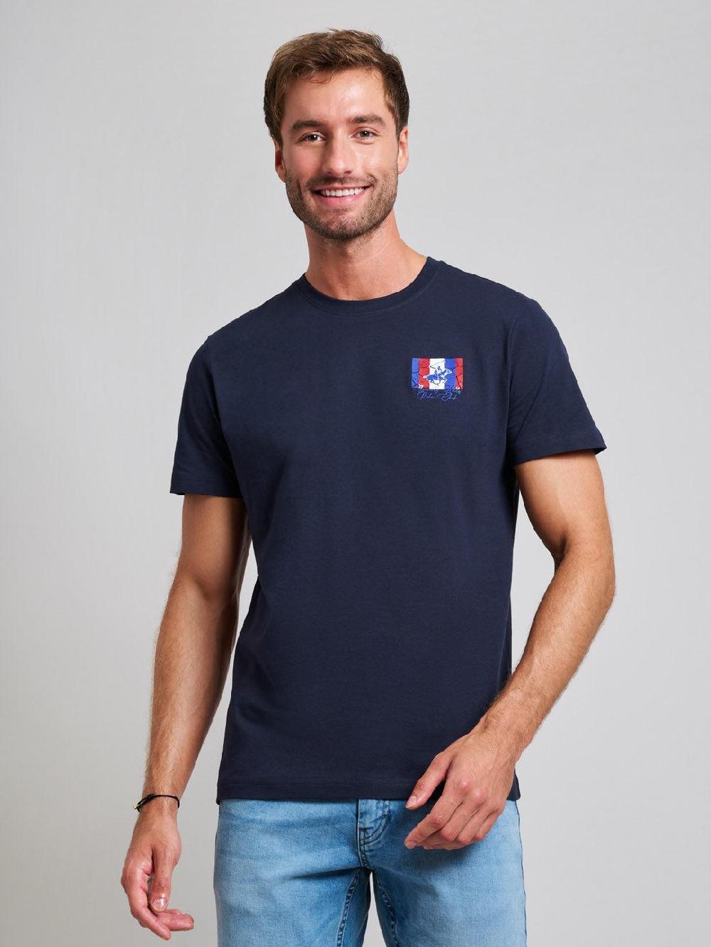 beverly hills polo club FLAG LOGO MODERN SLIM FIT T-SHIRT DARK NAVY