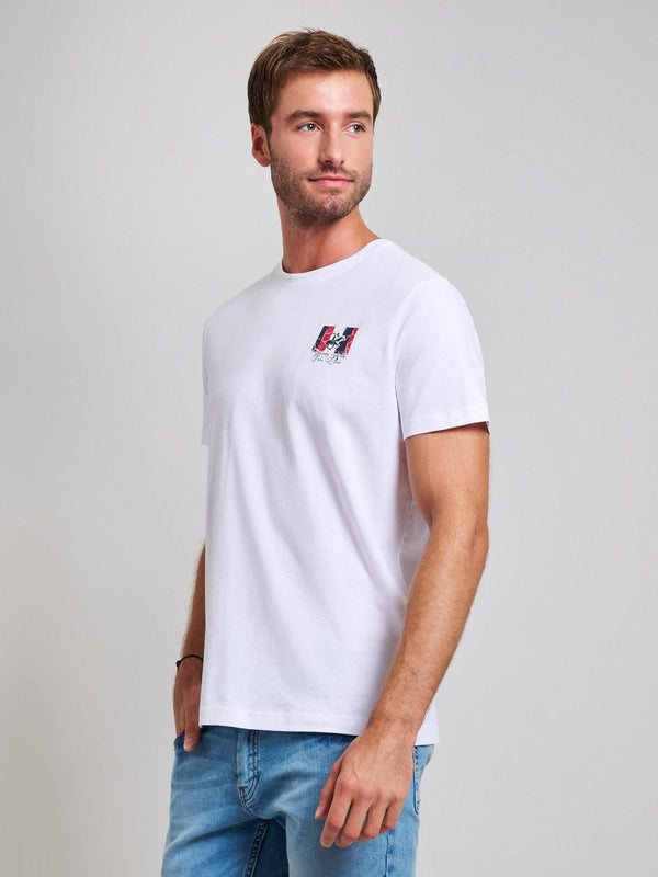 Beverly Hills Polo Club FLAG LOGO MODERN SLIM FIT T-SHIRT GHOST WHITE