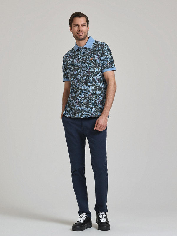 Beverly Hills Polo Club FLORAL PRINT POLO SHIRT BLUE SKY