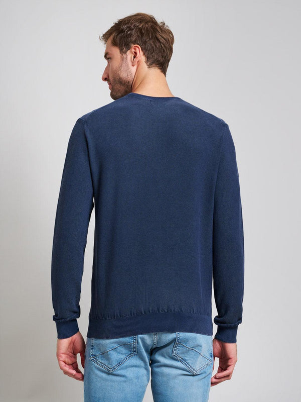 beverly Hills Polo Club GARMENT DYED MODERN SLIM FIT CREWNECK COTTON KNIT DARK NAVY