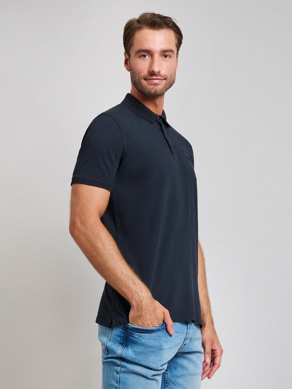 Beverly Hills Polo Club GARMENT DYED MODERN SLIM FIT POLO SHIRT DARK NAVY