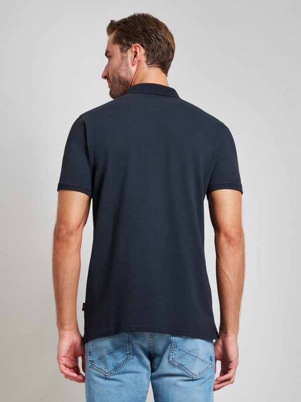Beverly Hills Polo Club GARMENT DYED MODERN SLIM FIT POLO SHIRT DARK NAVY