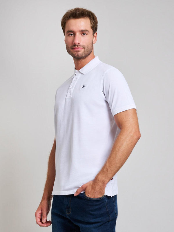 Beverly Hills Polo Club GARMENT DYED MODERN SLIM FIT POLO SHIRT GHOST WHITE