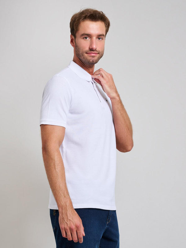 Beverly Hills Polo Club GARMENT DYED MODERN SLIM FIT POLO SHIRT GHOST WHITE