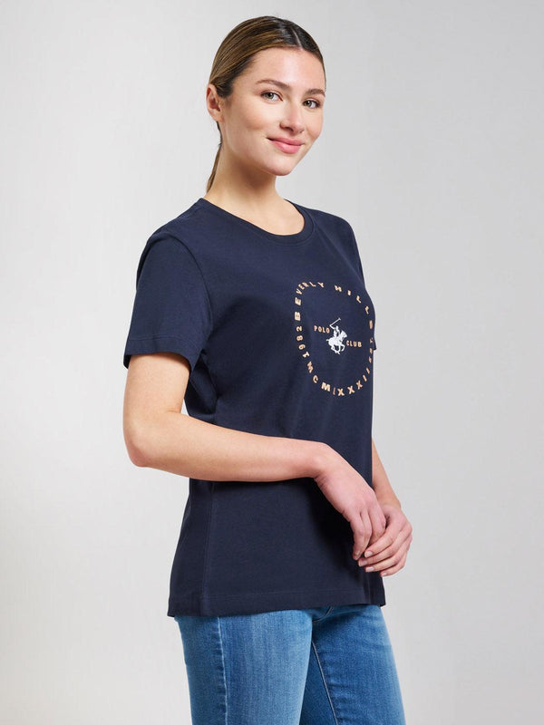 Beverly Hills Polo Club GOLDEN CIRCLE GRAPHIC T-SHIRT DARK NAVY