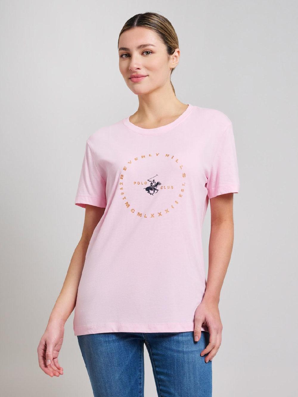 beverly hills polo club GOLDEN CIRCLE GRAPHIC T-SHIRT MISTY ROSE