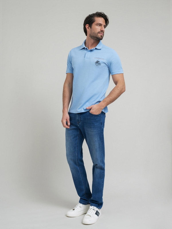 Beverly Hills Polo Club HIDDEN POCKET POLO SHIRT BLUE SKY
