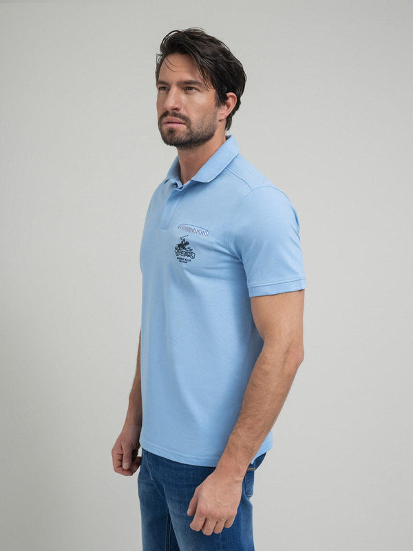 Beverly Hills Polo Club HIDDEN POCKET POLO SHIRT BLUE SKY