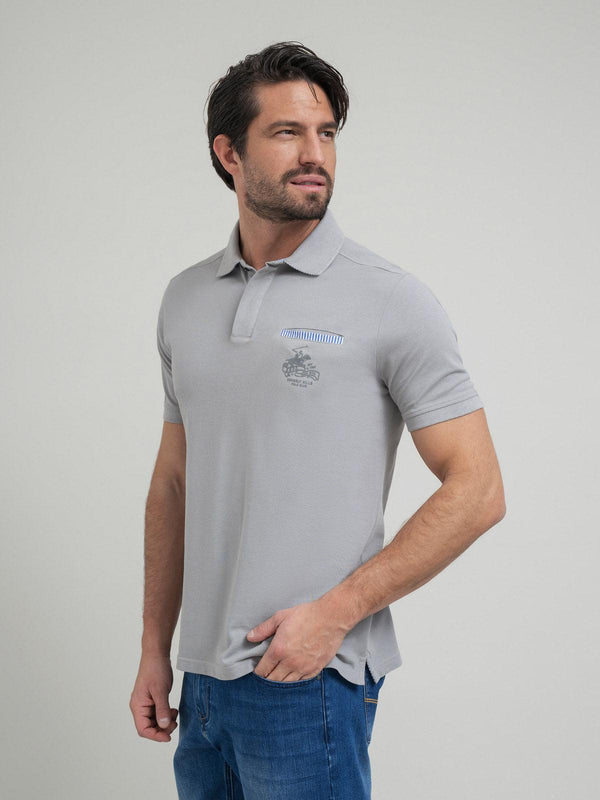 Beverly Hills Polo Club HIDDEN POCKET POLO SHIRT GREY