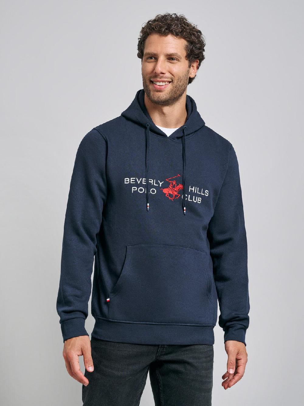 beverly hills polo club ICON PONY BLOCK LOGO HOODIE NAVY