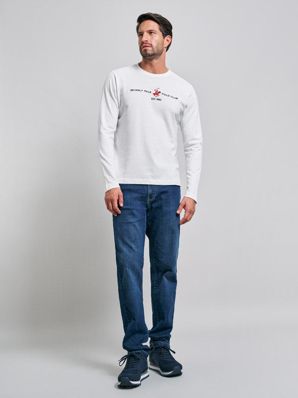 Beverly Hills Polo Club ICON PONY BLOCK LOGO LS T-SHIRT WINTER WHITE