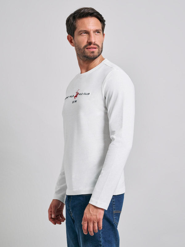 Beverly Hills Polo Club ICON PONY BLOCK LOGO LS T-SHIRT WINTER WHITE