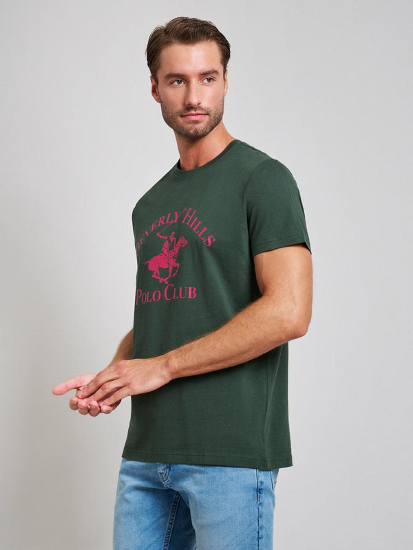 Beverly Hills Polo Club ICON PRINT MODERN SLIM FIT T-SHIRT DARK FOREST GREEN