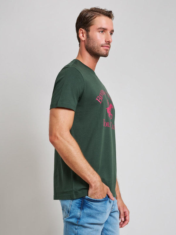 Beverly Hills Polo Club ICON PRINT MODERN SLIM FIT T-SHIRT DARK FOREST GREEN
