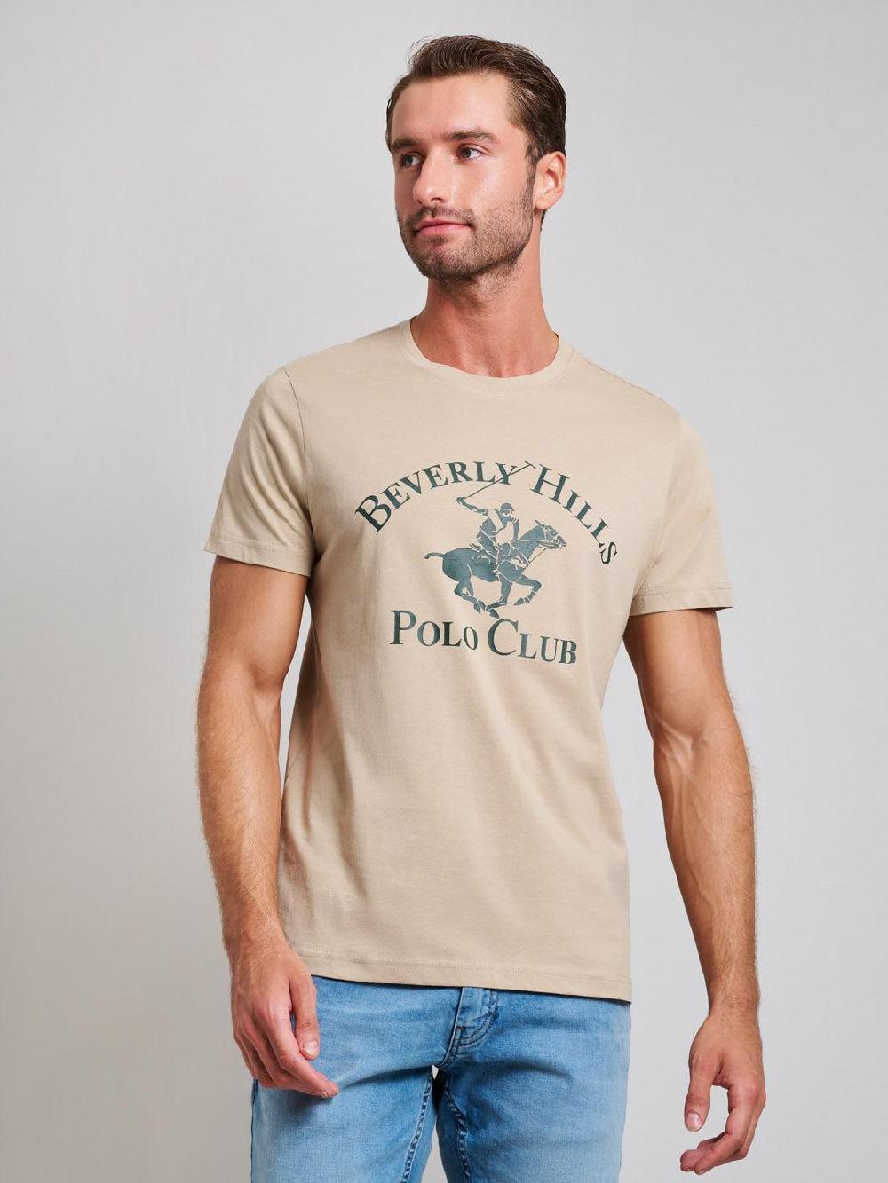 beverly hills polo club ICON PRINT MODERN SLIM FIT T-SHIRT DESERT SAND