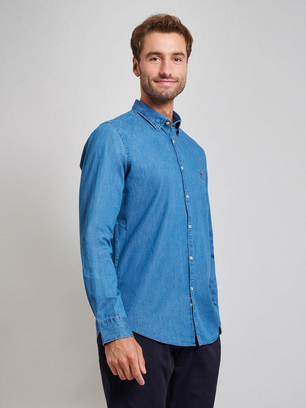 Beverly Hills Polo Club INDIGO DENIM SHIRT MID WASH