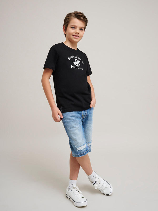 Beverly Hills Polo Club JUNIOR ICON POLO PONY T-SHIRT BLACK
