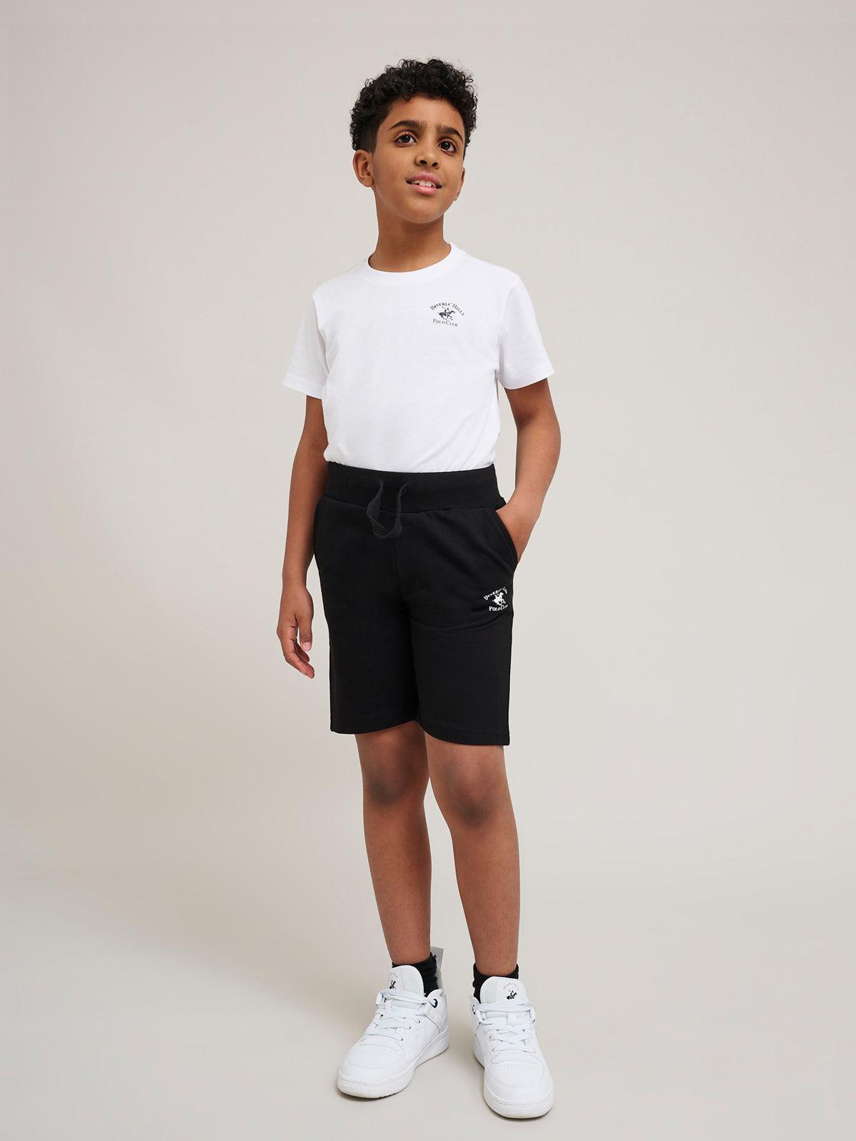 beverly hills polo club JUNIOR POLO PONY FLEECE SHORTS BLACK
