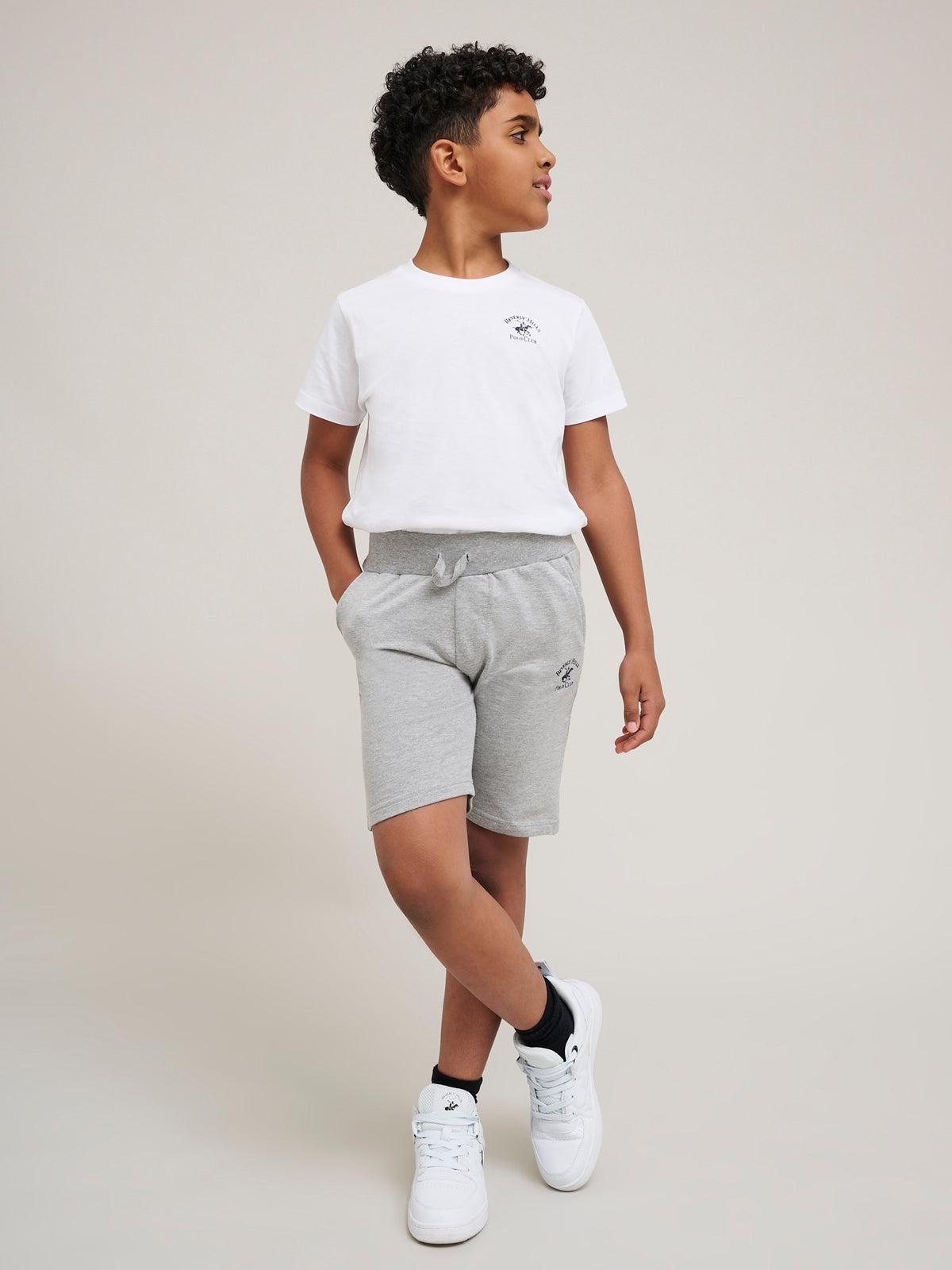 beverly hills polo club JUNIOR POLO PONY FLEECE SHORTS GREY MELANGE