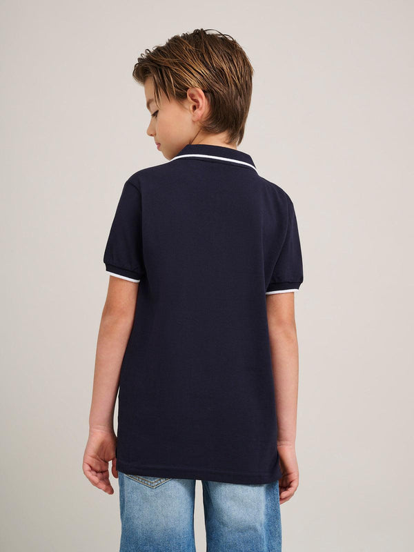 Beverly Hills Polo Club JUNIOR TIPPED POLO PONY POLO SHIRT NAVY