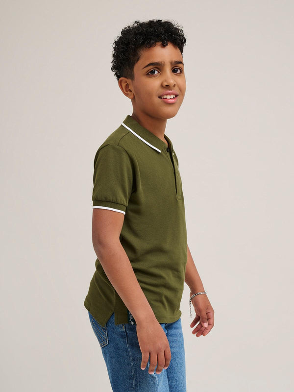 Beverly Hills Polo Club JUNIOR TIPPED POLO PONY POLO SHIRT OLIVE