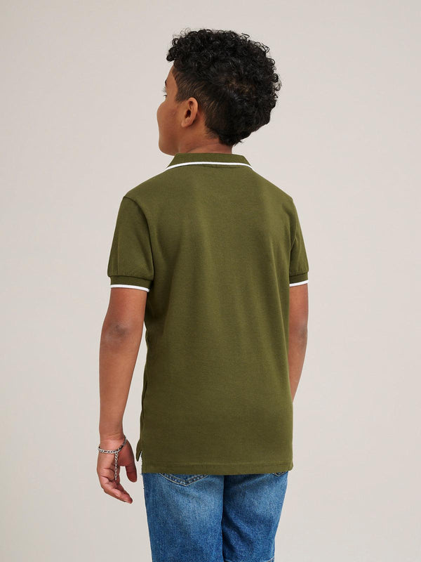 Beverly Hills Polo Club JUNIOR TIPPED POLO PONY POLO SHIRT OLIVE