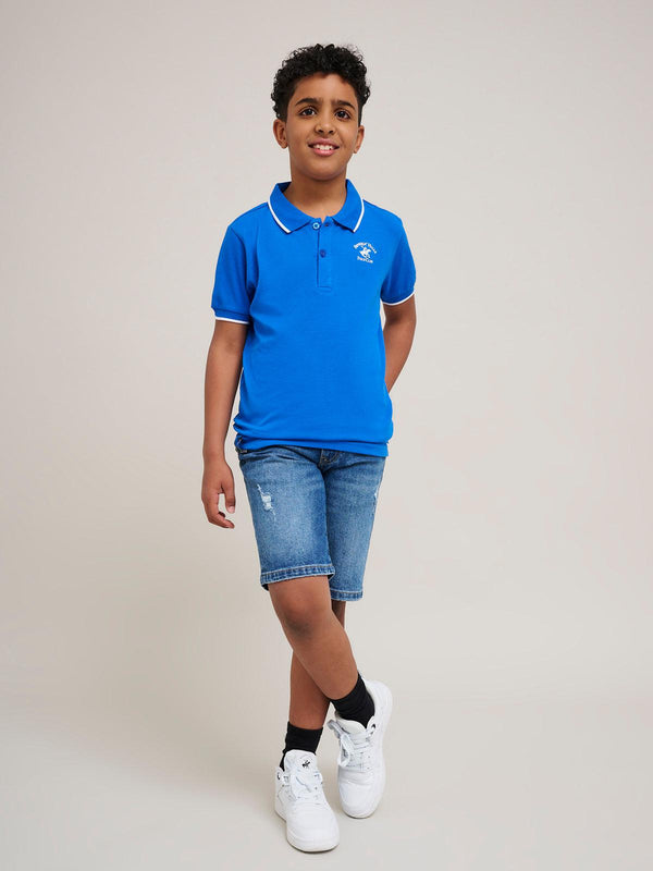 Beverly Hills Polo Club JUNIOR TIPPED POLO PONY POLO SHIRT ROYAL