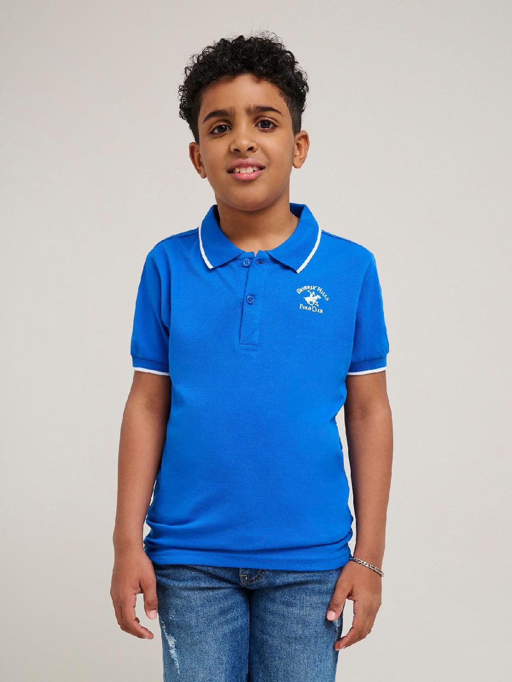 beverly hills polo club JUNIOR TIPPED POLO PONY POLO SHIRT ROYAL