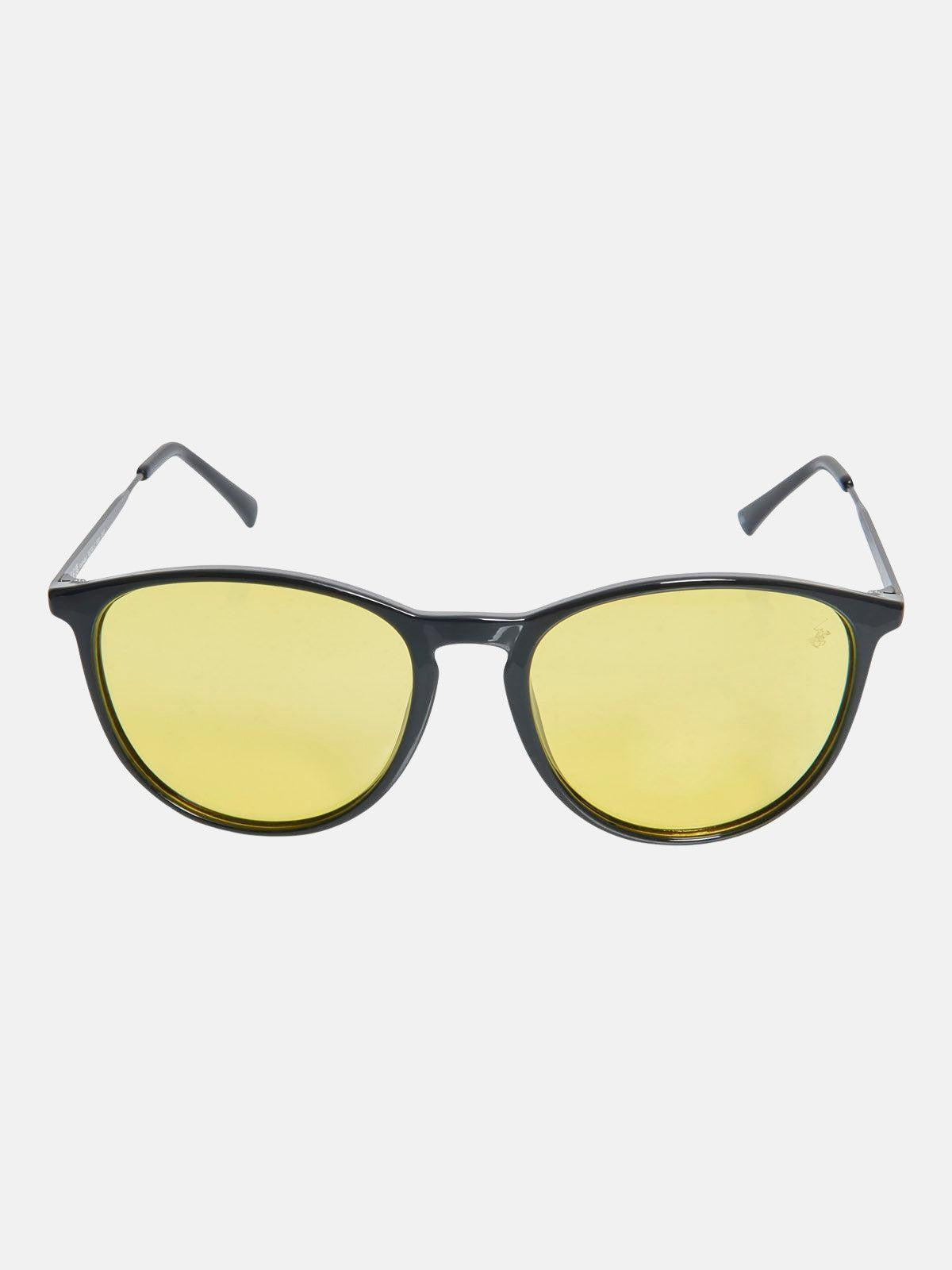 beverly hills polo club METAL FRAME WAYFARER POLARISED SUNGLASSES BLACK HIGH TRANSMIT YELLOW