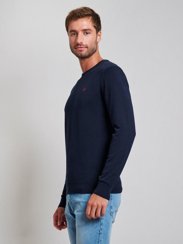Beverly Hills Polo Club MODERN SLIM FIT CREWNECK COTTON KNIT DARK NAVY