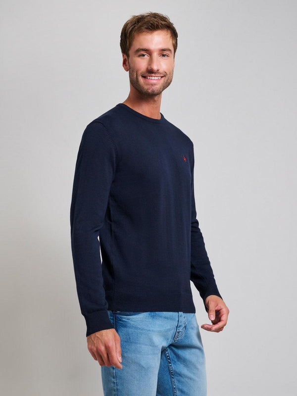 Beverly Hills Polo Club MODERN SLIM FIT CREWNECK COTTON KNIT DARK NAVY