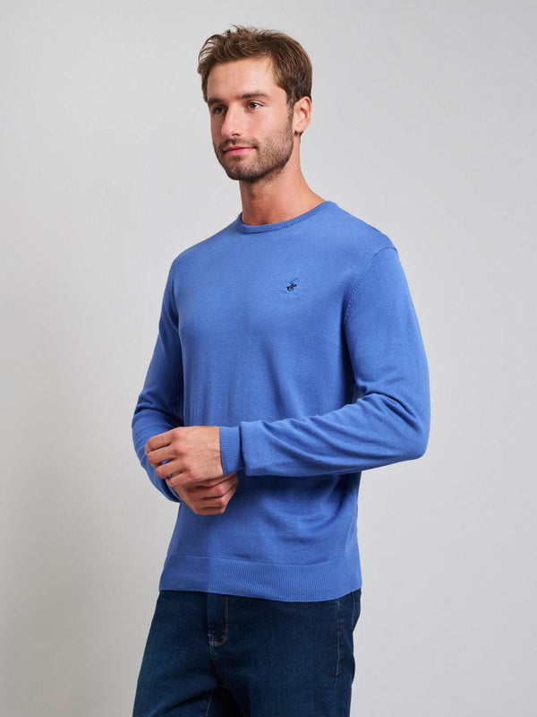 Beverly Hills Polo Club MODERN SLIM FIT CREWNECK COTTON KNIT MARINE BLUE