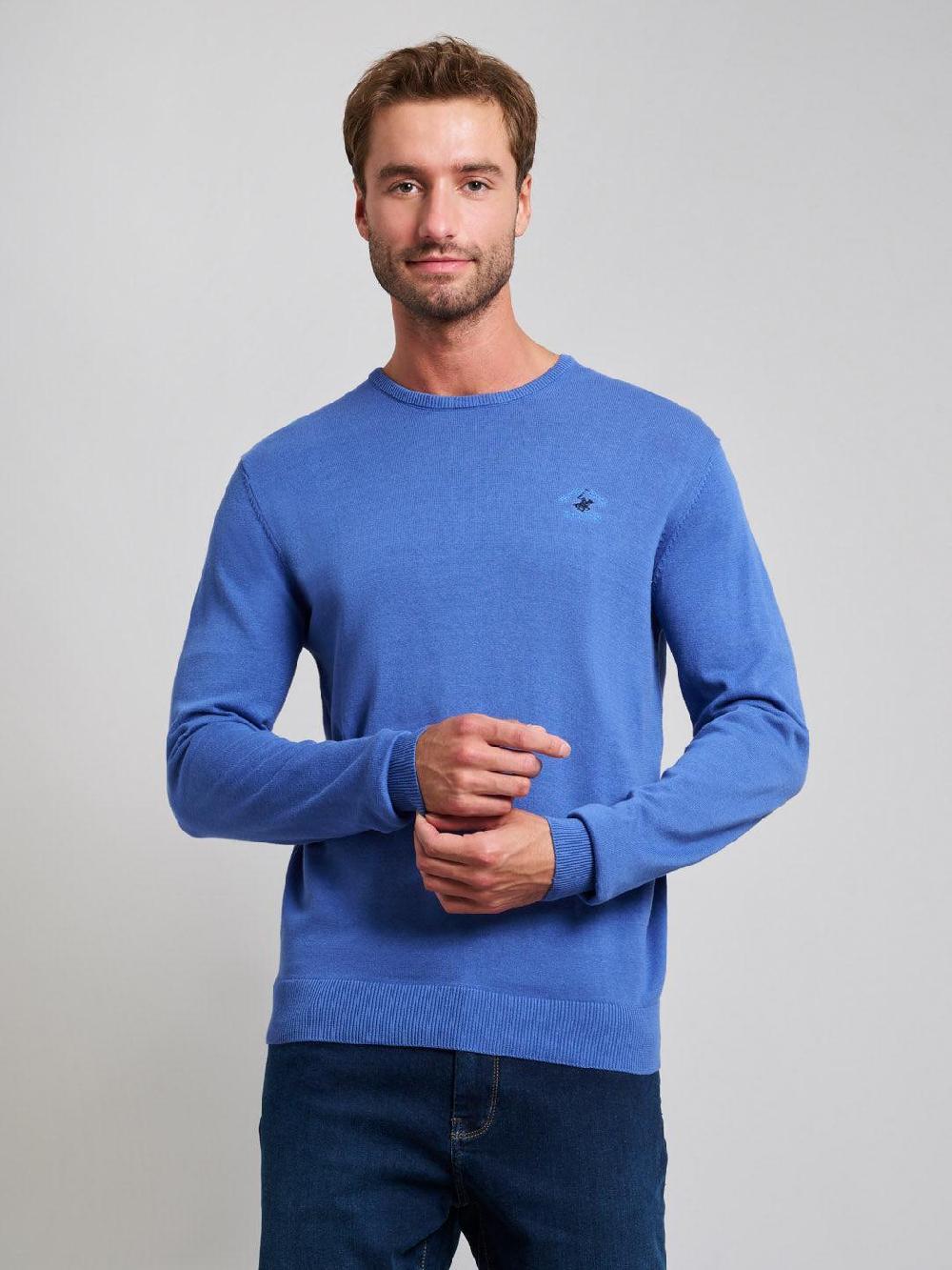 beverly hills polo club MODERN SLIM FIT CREWNECK COTTON KNIT MARINE BLUE