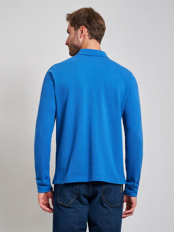 Beverly Hills Polo Club MODERN SLIM FIT LONG SLEEVED POLO SHIRT MARINE BLUE