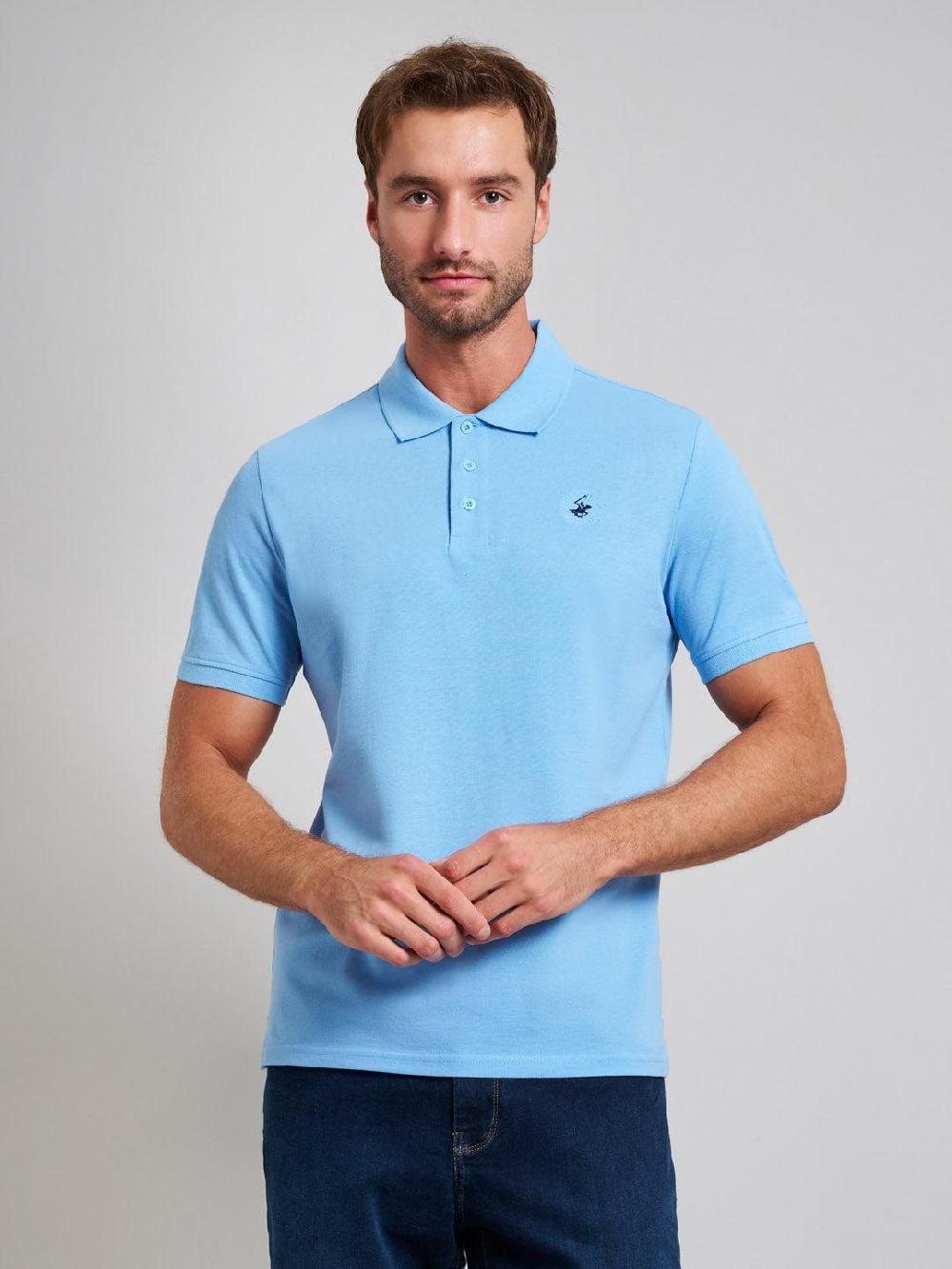 beverly hills polo club MODERN SLIM FIT POLO SHIRT BREEZE BLUE