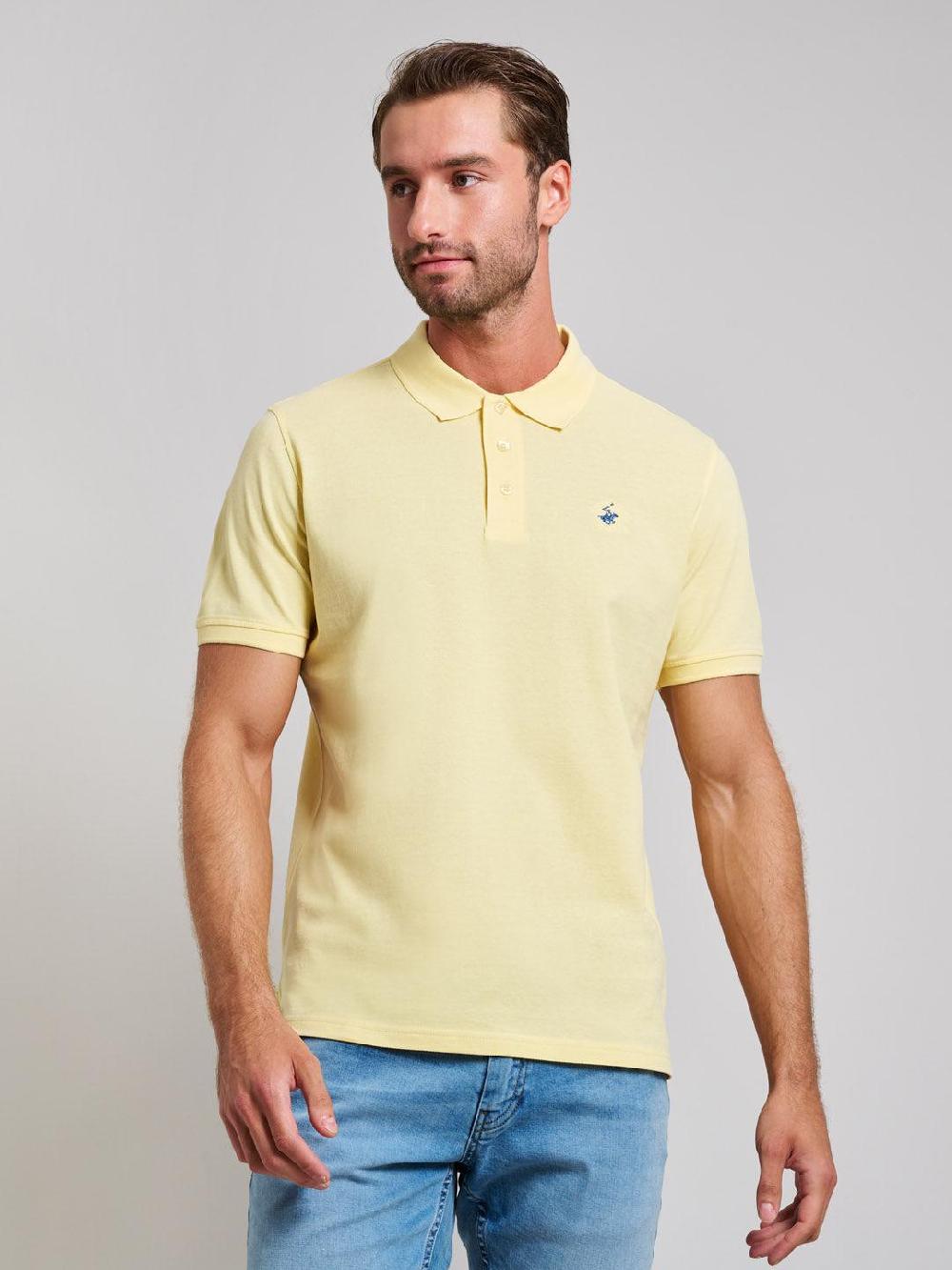 beverly hills polo club MODERN SLIM FIT POLO SHIRT BROKEN YELLOW