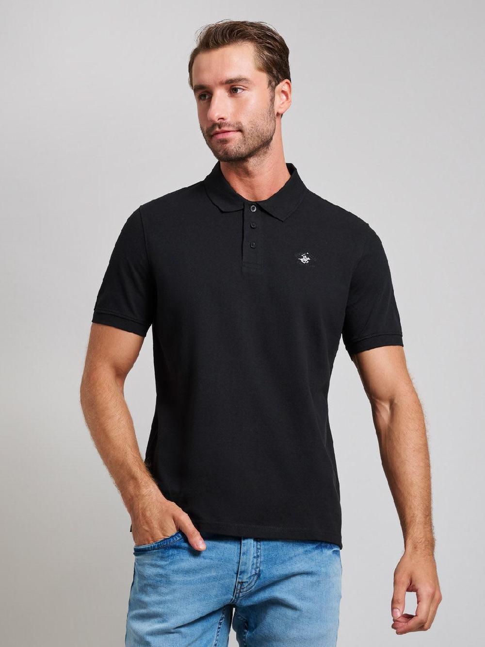 beverly hills polo club MODERN SLIM FIT POLO SHIRT CLUB BLACK