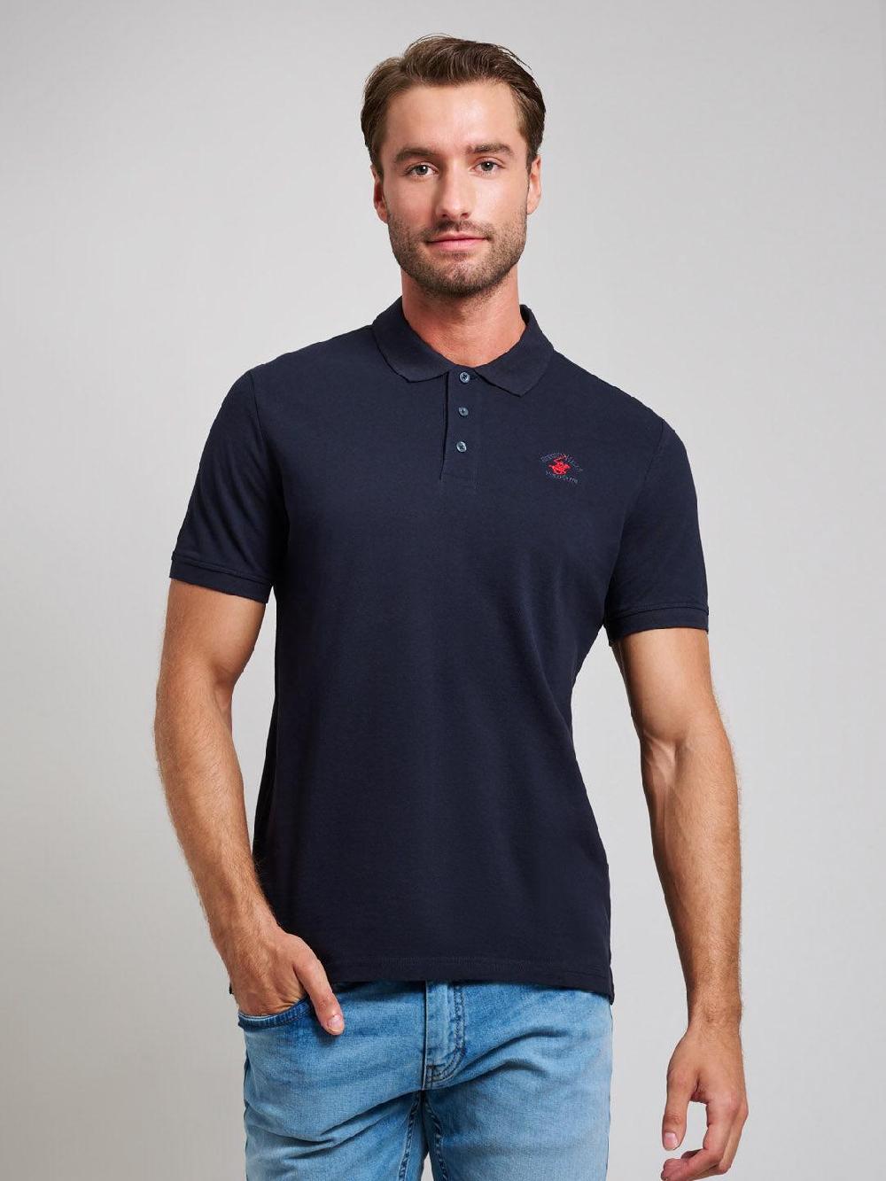beverly hills polo club MODERN SLIM FIT POLO SHIRT DARK NAVY