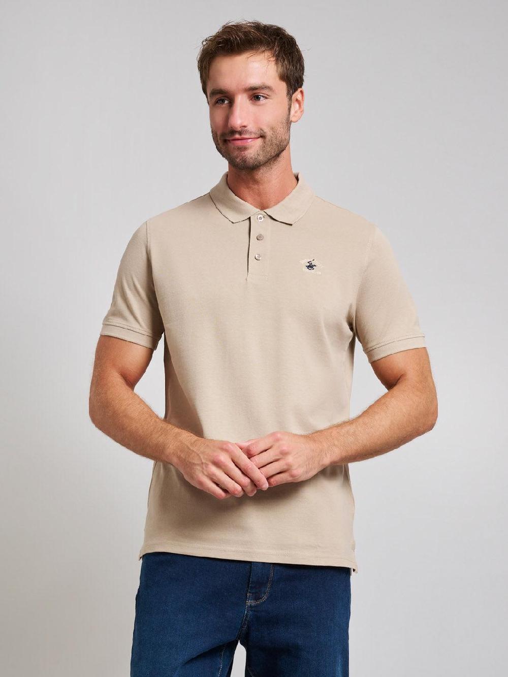 beverly hills polo club MODERN SLIM FIT POLO SHIRT DESERT SAND