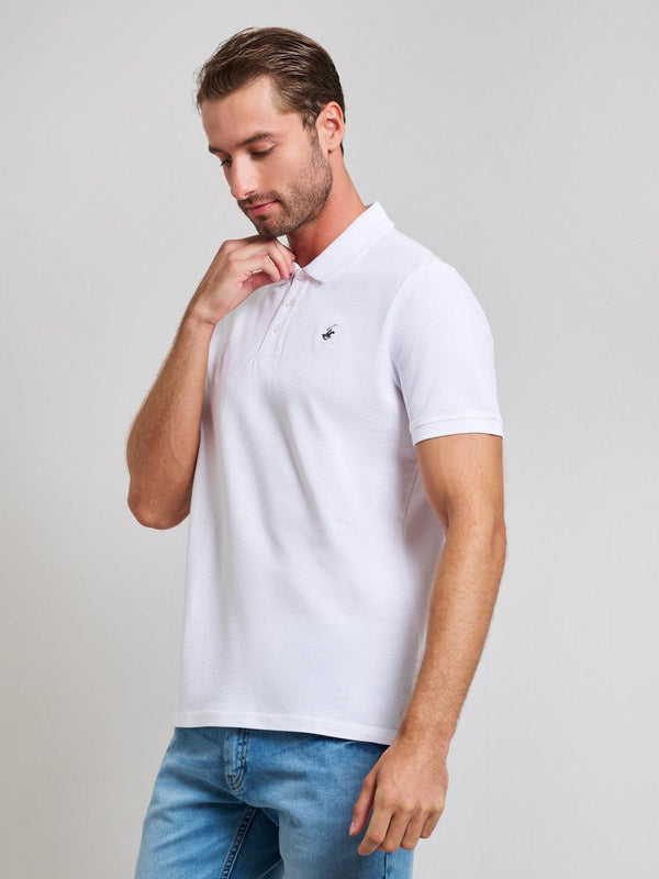 Beverly Hills Polo Club MODERN SLIM FIT POLO SHIRT GHOST WHITE