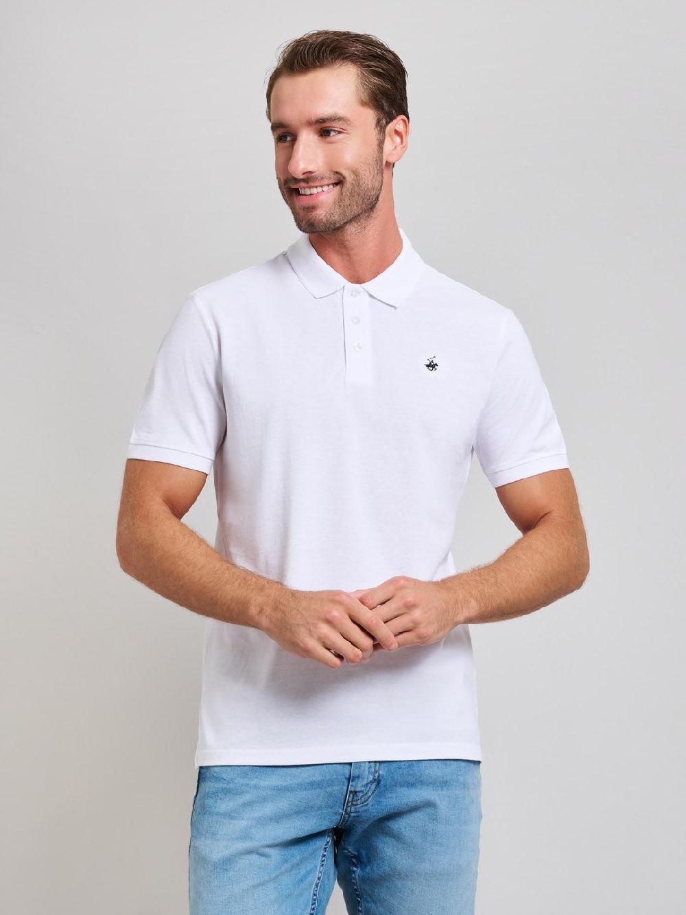 beverly hills polo club MODERN SLIM FIT POLO SHIRT GHOST WHITE