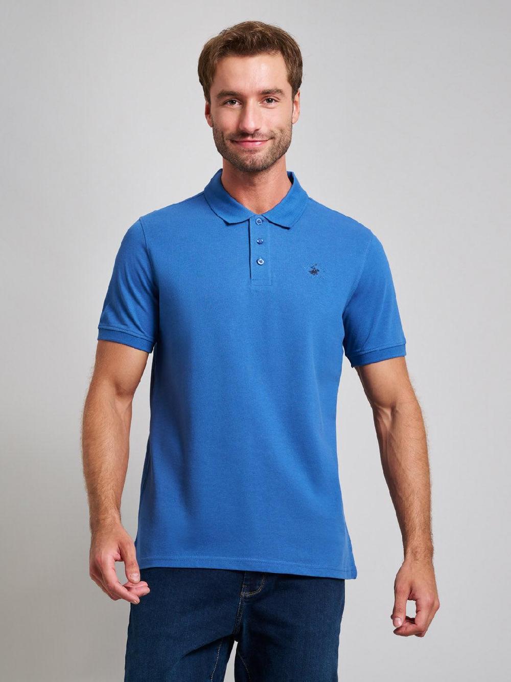 beverly hills polo club MODERN SLIM FIT POLO SHIRT MARINE BLUE