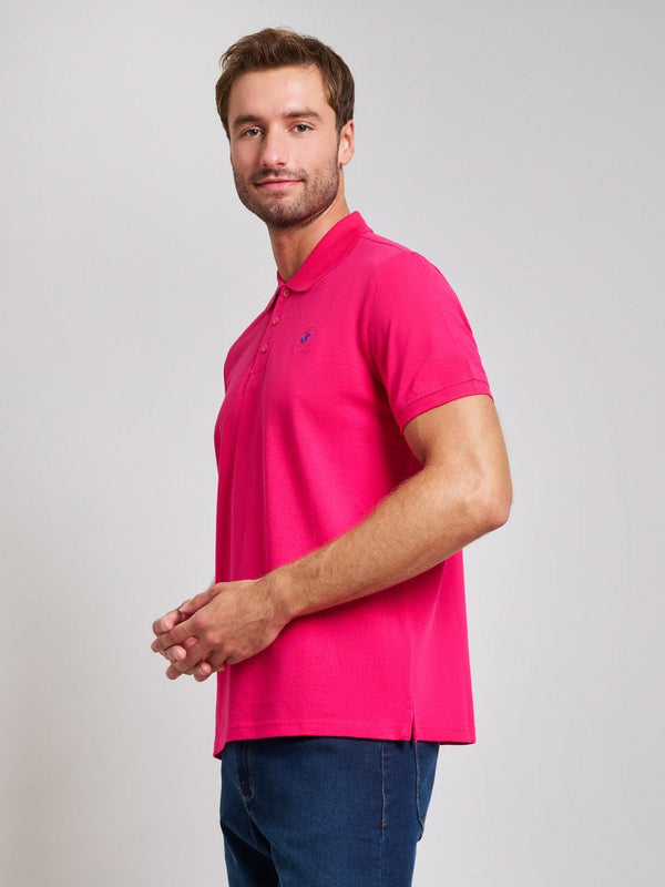 Beverly Hills Polo Club MODERN SLIM FIT POLO SHIRT OPEN FUCHSIA