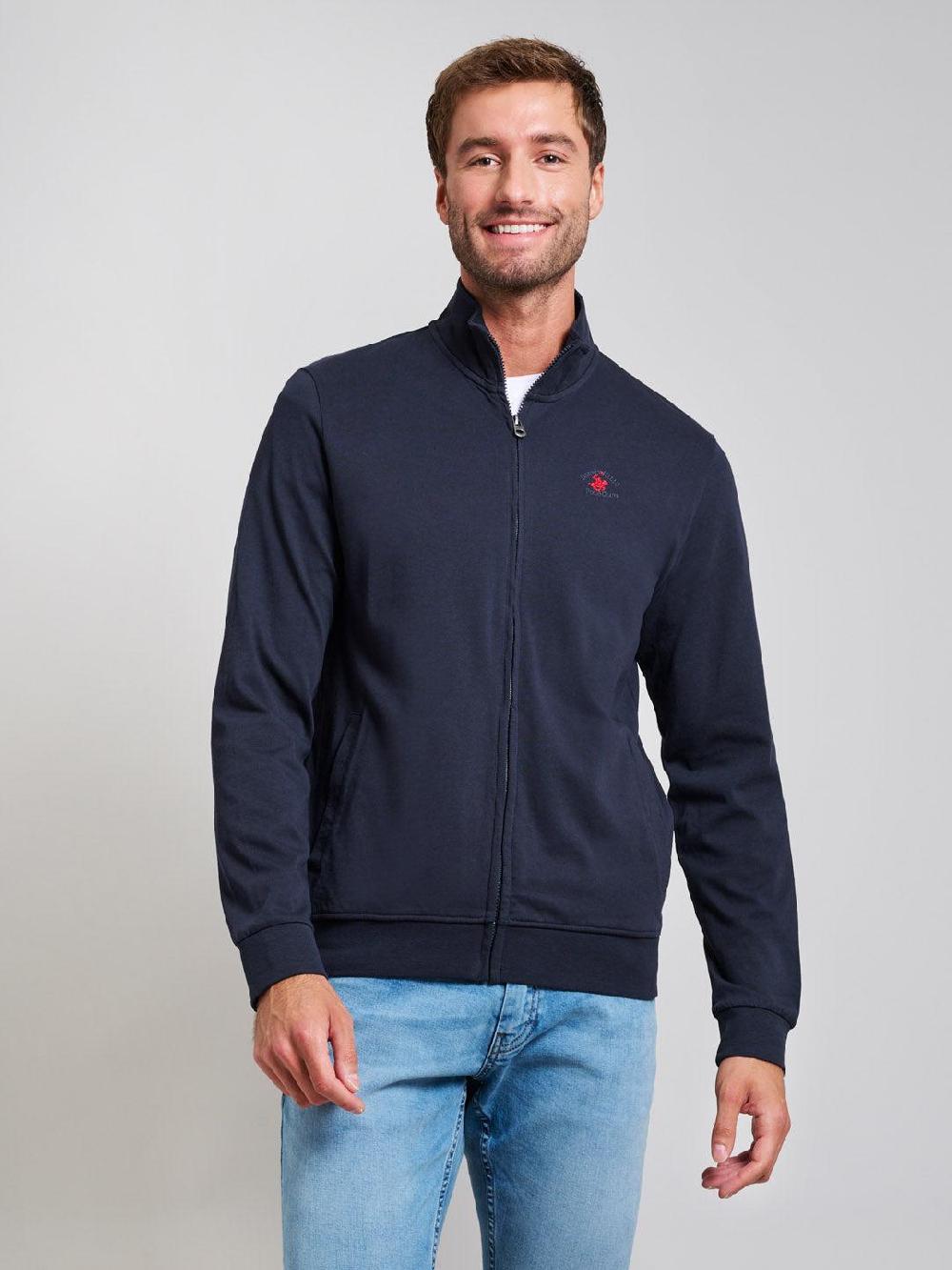 beverly hills polo club MODERN SLIM FIT ZIP SWEAT DARK NAVY