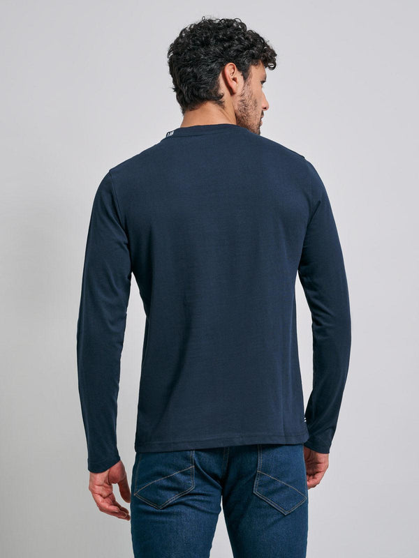 Beverly Hills Polo Club NECK LOGO ICON PONY LS T-SHIRT NAVY