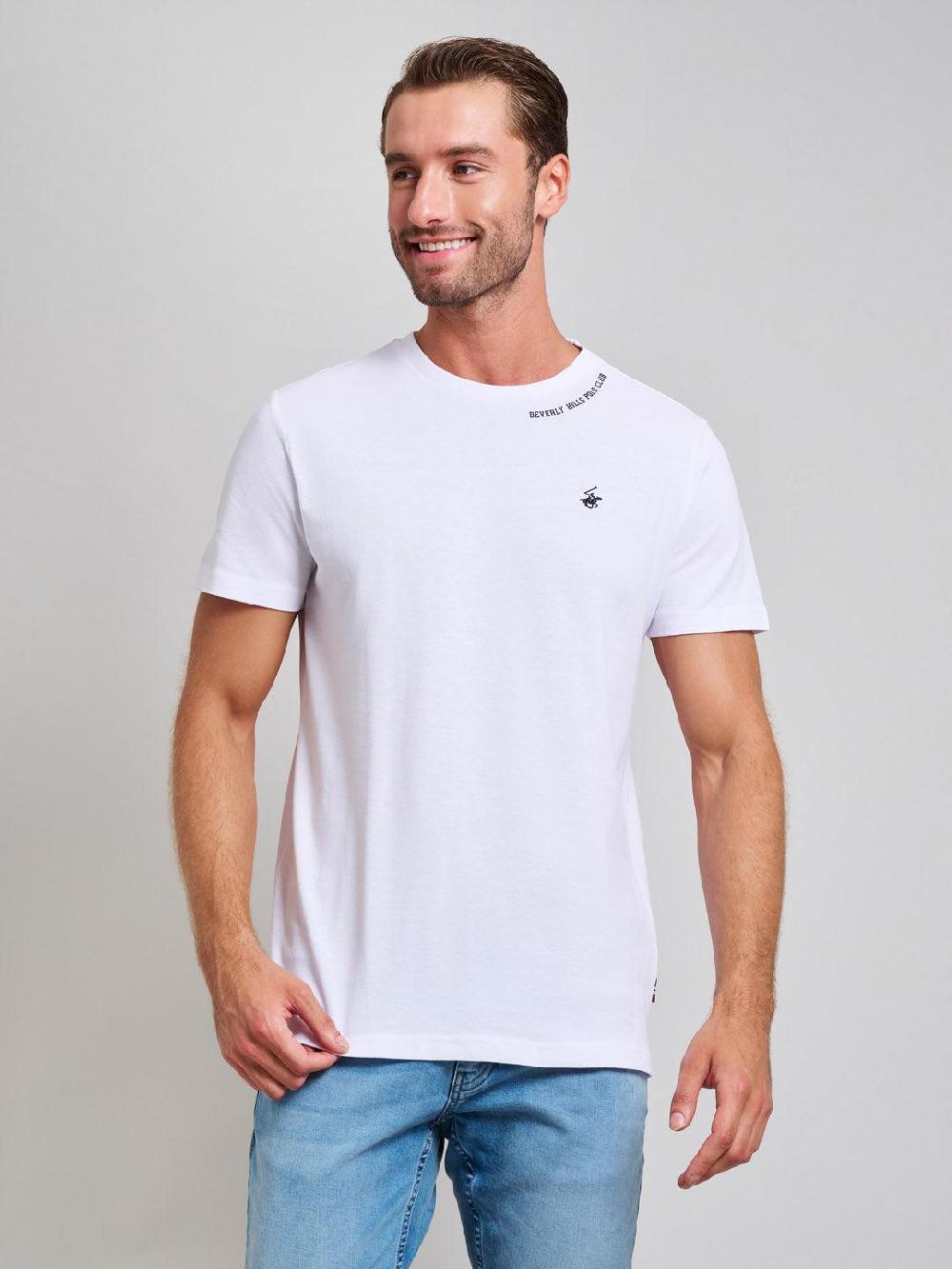 beverly hills polo club NECK TAG MODERN SLIM FIT T-SHIRT GHOST WHITE