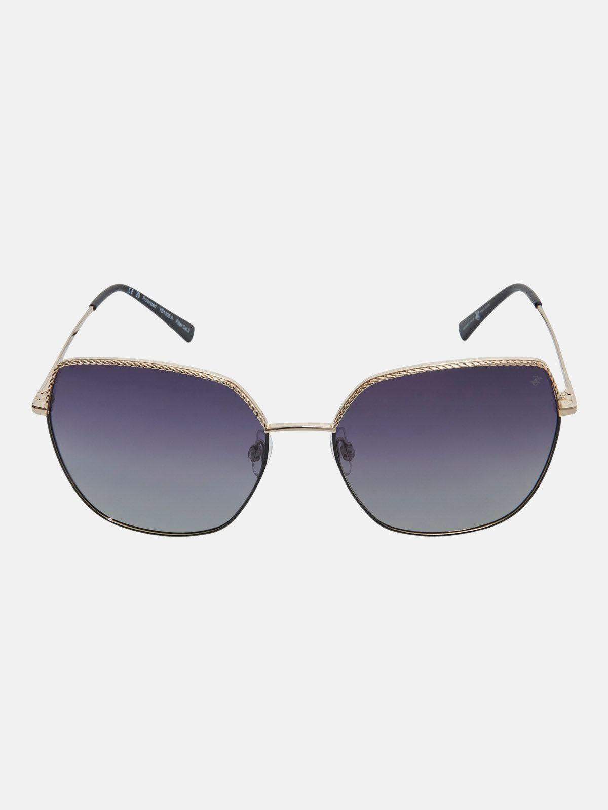 beverly hills polo club OVERSIZED CHAINLINK POLARISED SUNGLASSES BLACK GOLD GRADIENT GREY