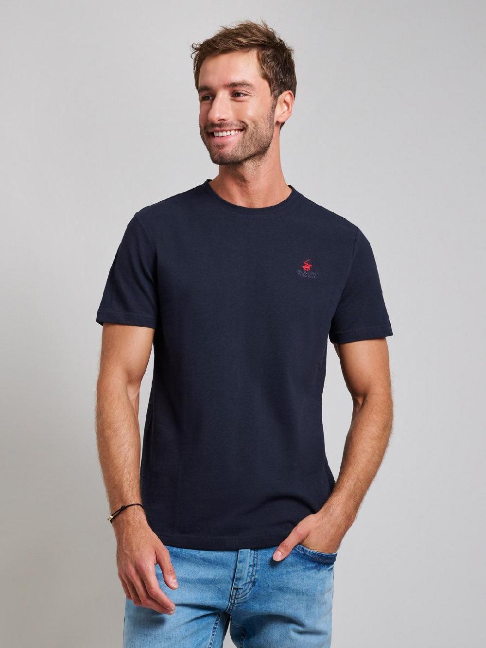 beverly hills polo club PIQUE COTTON MODERN SLIM FIT T-SHIRT DARK NAVY
