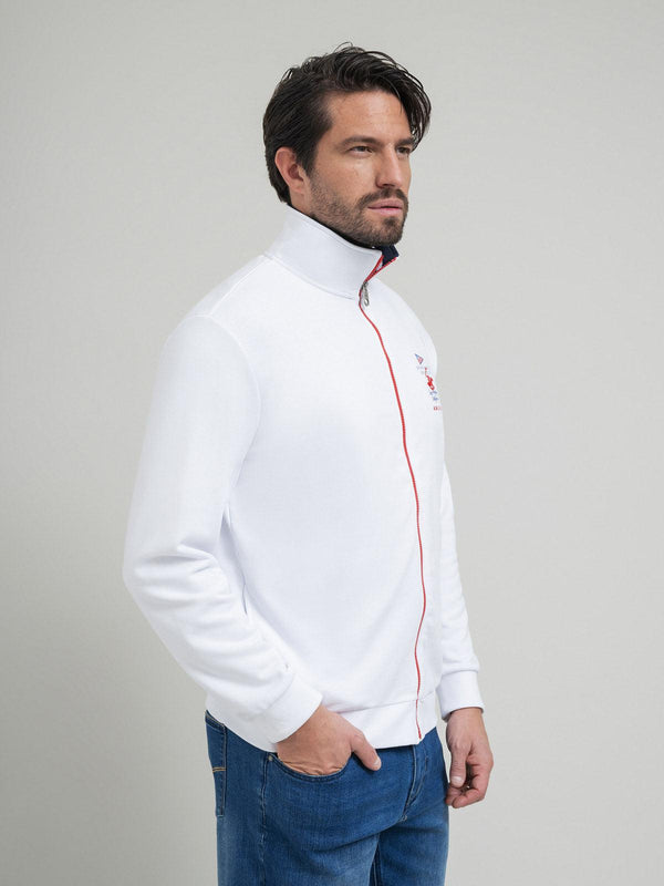 Beverly Hills Polo Club POLO CLUB FLAG LOGO ZIP SWEAT WHITE