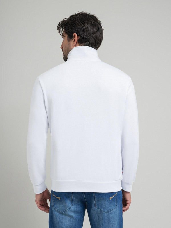 Beverly Hills Polo Club POLO CLUB FLAG LOGO ZIP SWEAT WHITE